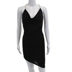 Atria Women Slip Dress Long Black Satin Sleeveless 90s Size M
